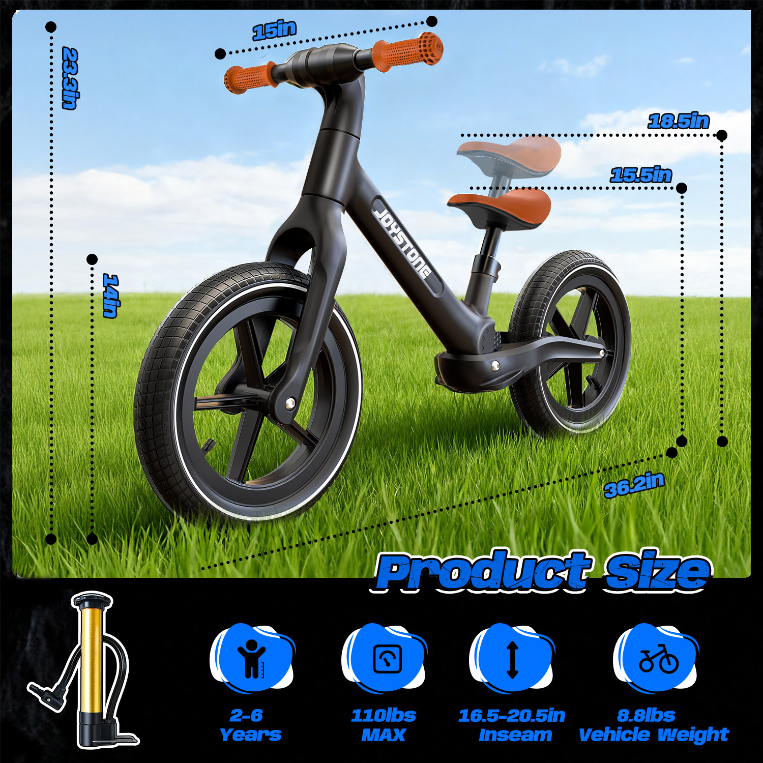 JoyStone 14" Balance Bike for Kids, Ages 2-6 Years photo 7