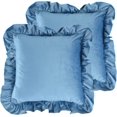 thumbnail image 2 of Juego de 2 fundas de cojín de terciopelo Shabby Chic, sofá decorativo azul pizarra, funda de almohada con volantes de color liso de invierno, decoración de terciopelo de 50x50 cm, 2 of 2