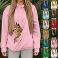 thumbnail image 3 of shoper Women's Hoodie with Cat Pocket, Funny Hoodies Pouch Hoodie for Women Kangaroo Pocket Dog Pouch Sweatshirts Breathable Pet Carry Bag Pullover Animal Holder Long Sleeve Tops, 3 of 7