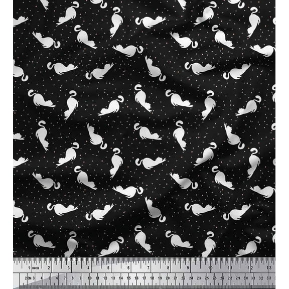 Soimoi Cotton Duck Fabric Floral & Cat Animal Fabric Prints By Yard 42 Inch Wide