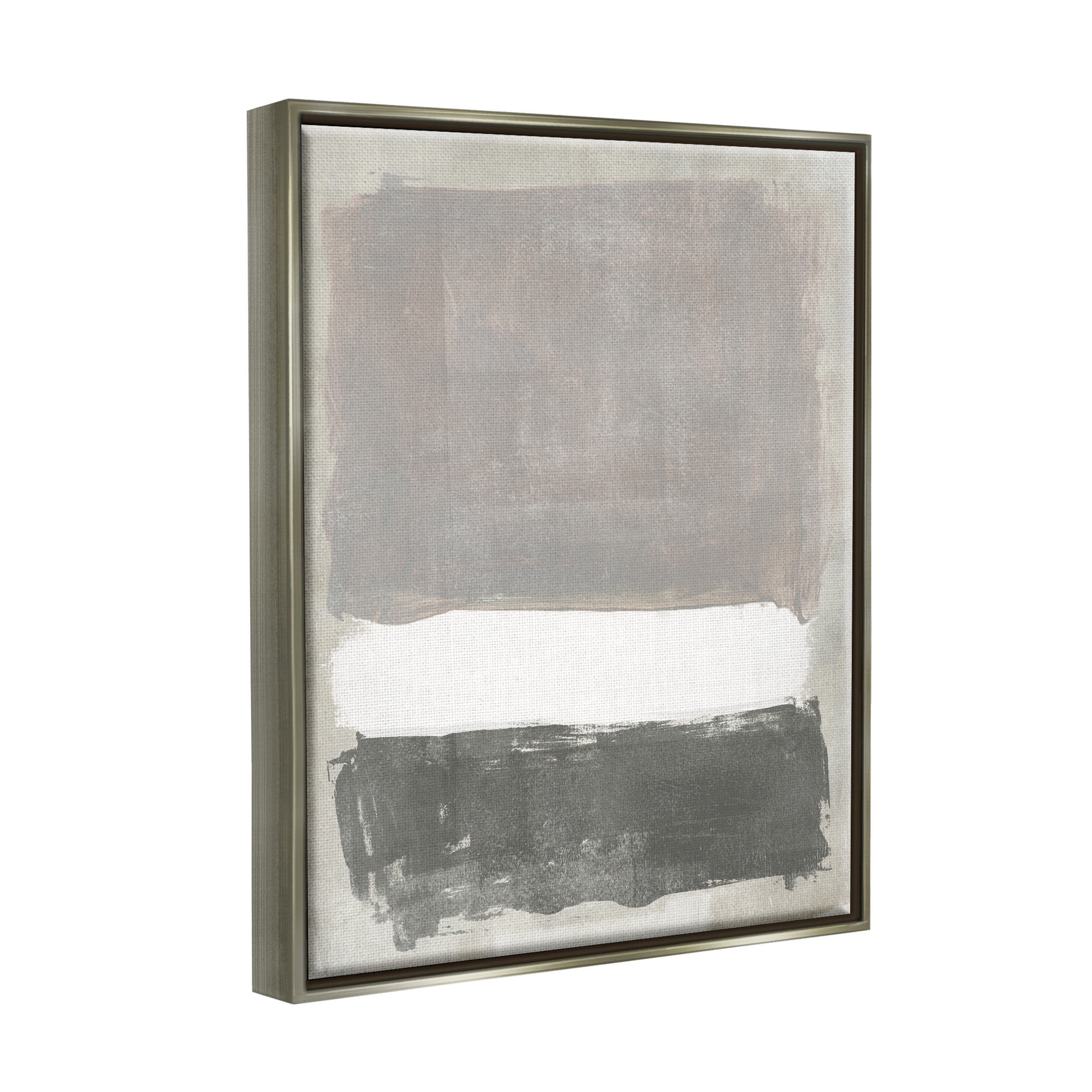 Stupell Industries Abstract Neutral Tones Modern Blocked Shapes Painting Luster Gray Floating Framed Canvas Print Wall Art, Design by Jennifer Paxton Parker