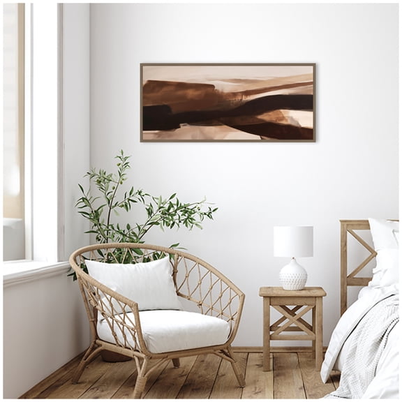 Kate and Laurel Framed Canvas Wall Art Print Pathway II Panel by Amy Lighthall, 40 x 18 Sylvie Dark Gold Frame, Modern Contemporary, Abstract Art for Wall Decor