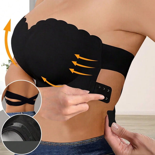 Women's Solid Color Strapless Tube Top with Side Buckle for Daily Wear