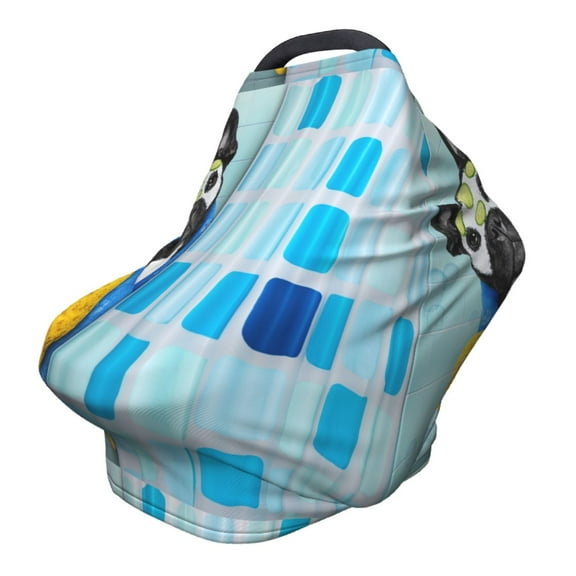 Fotbe French Bulldog Dog in a Bathtub Pattern Car Seat Covers for Babies, Nursing Breastfeeding Cover Carseat Canopy, Soft Stretchy Carrier Cover
