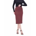 thumbnail image 2 of HVOBTTY Womens Pencil Mid Length Skirts, Summer Skirt for Women, Womens Fashion Solid Color Rhinestone High Waist Elastic Elegant Daily Formal Midi Skirt Wine, XL, 2 of 5