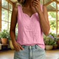 thumbnail image 4 of Noric Women's Cotton Linen Sleeveless Tank Top Scallop V-Neck Loose Fi Casual Summer Basic Tops, 4 of 6