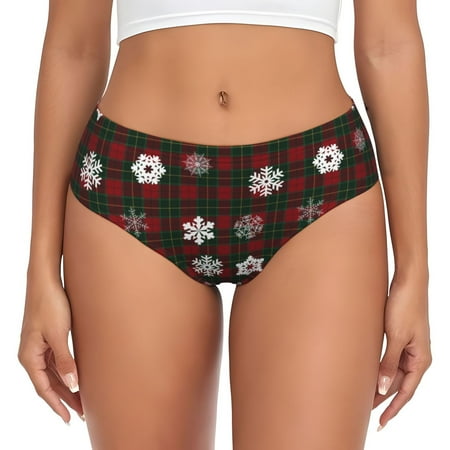 Womens Underwear - Plaid Snowflakes Festive No Show Seamless Underwear for Women  Soft Stretch Sexy Women s Panties  Cute Hipster Ladies Panties Bikini Underwear Briefs