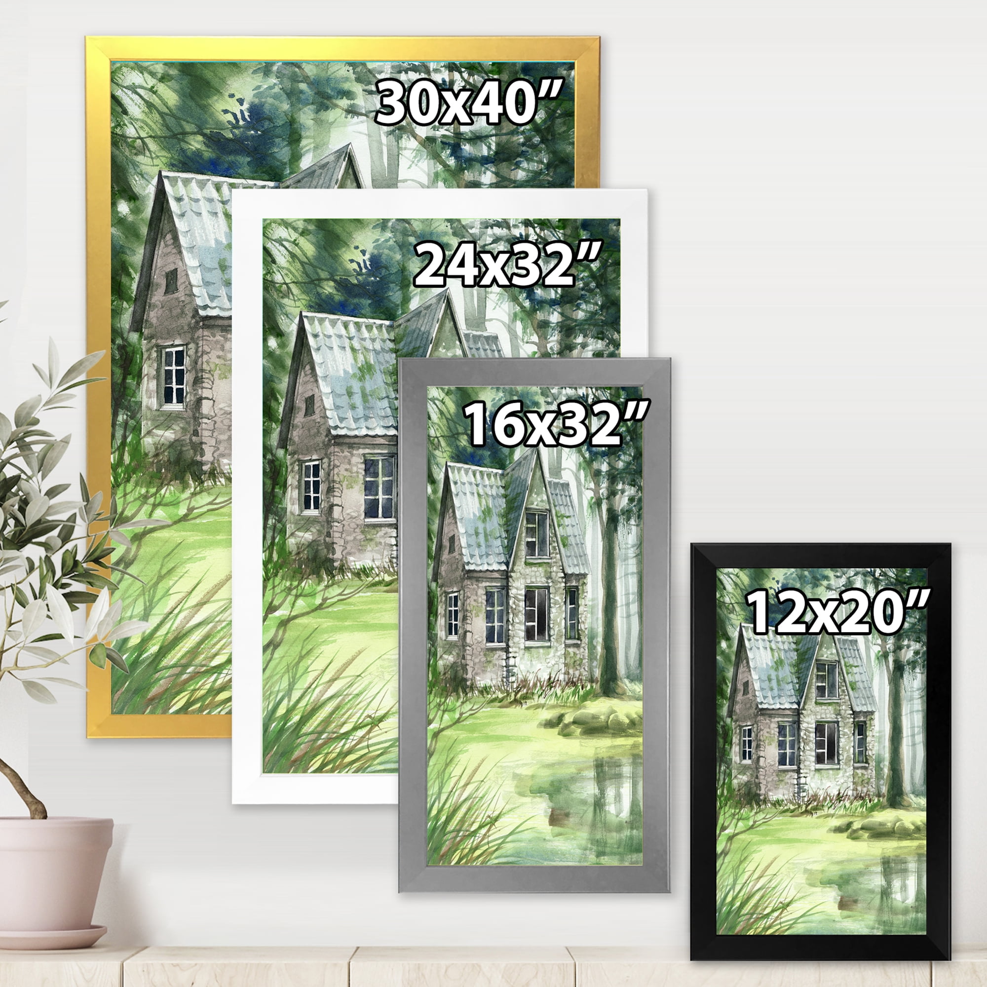 Designart 'Old Haunted House In The Pine Forest' Lake House Framed Art Print