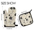 thumbnail image 2 of Yayeee Oven Mitts and Pot Holder Set of 2 Heat Resistant Kitchen Gloves Baking Hot Pad, Small Black Flowers, 2 of 5