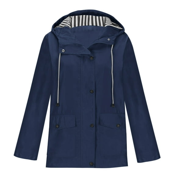 Timegard Rain Jackets for Women Plus Size Hooded Lightweight Coat Windbreaker Fall Outwear with Pockets