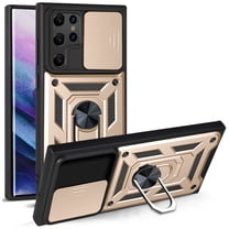 Galaxy S22 Ultra Slide Case with Kickstand Cover, Dteck Built-in 360 Rotate Ring Stand Magnetic Cover Case for Samsung Galaxy S22 Ultra 6.8 inch 5G 2022 Released,Gold