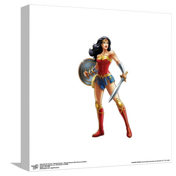 Gallery Pops DC Comics Wonder Woman - Wonder Woman With Sword and Shield Canvas Wall Art, Unframed Version, 12" x 12"