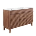 thumbnail image 2 of Modway Render 48" Modern Wood Double Sink Bathroom Vanity in Walnut/White, 2 of 9