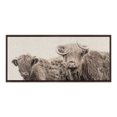 thumbnail image 2 of Kate and Laurel Sylvie Two Highland Cow Best Friends Color Neutral Linen Bright Framed Canvas Wall Art by The Creative Bunch Studio, 18x40 Brown, Wide Farm Animal Portrait Art for Wall, 2 of 6