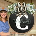thumbnail image 2 of Outfmvch White Board Home Decor Funny Welcome Sign Front Door Rustic Round Wreath Farmhouse Porch Decoration Sign Housewarming Gift Neon Sign C, 2 of 6