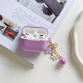 thumbnail image 5 of Cute Pink Case for Airpods Pro 2nd/1st Generation Cover for Girl Women with Pom pom Flower Keychain & Cleaner Kit, Soft Silicone Protective Skin for Airpods Pro 2/1 Gen 2019/2023/2022, Purple, 5 of 7