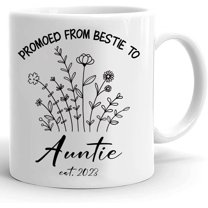 Promoted From Bestie To Auntie Mug, Auntie Est 2023 2022 Mug, Unexpected Pregnancy Announcement, Aunt To Be Mug Gift