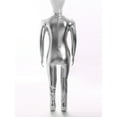 thumbnail image 5 of Sholeno Kids Boys Girls Long Sleeves Metallic Full Bodysuit Jumpsuit Unitard Ballet Gymnastics Dancewear Silver L/140, 5 of 7