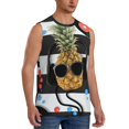 thumbnail image 2 of Fotbe Pineapple With Black Glasses Men's Camiseta sin Mangas Estampada para Hombres, Playera Casual para Gimnasio, Entrenamiento, Playa-XX-Large, 2 of 7