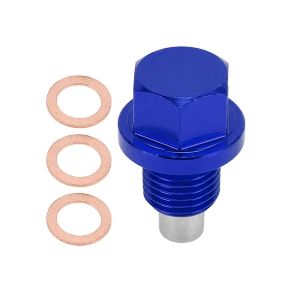 Unique Bargains M12*1.5 Magnetic Oil Drain Plug Aluminum Alloy Oil Pan Drain Bolt Screw Thread Repair with 3 Pcs Copper Washers Blue 1 Pc