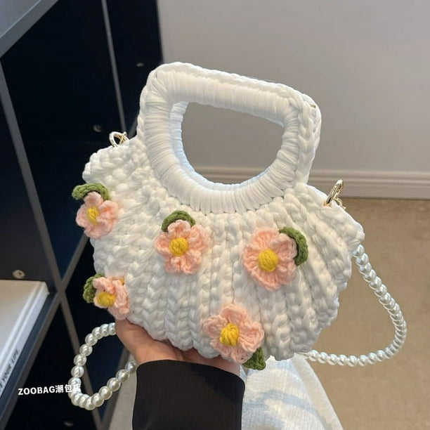 Handmade Woven Bag Crochet Handbag Hand Knitted Hand Bag Homemade DIY Material Bag Walmart