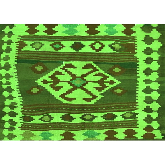 Ahgly Company Indoor Rectangle Southwestern Green Country Area Rugs, 2' x 3'