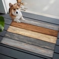thumbnail image 5 of Farmhouse Haze Blue Brown Bathroom Rug Washable 2x3 Entryway Rug Non Slip Vintage Wooden Striped Front Door Mat Low Pile Indoor Doormat Throw Floor Carpet for Kitchen Bedroom Entrance, 5 of 8