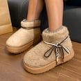 thumbnail image 2 of Shrysg Women's Fuzzy Lace-Up Platform Snow Boots Vintage Round Toe Warm Ankle Boots Comfortable Slip-On Short Boots for Fall Winter Daily Wear Khaki, 2 of 7