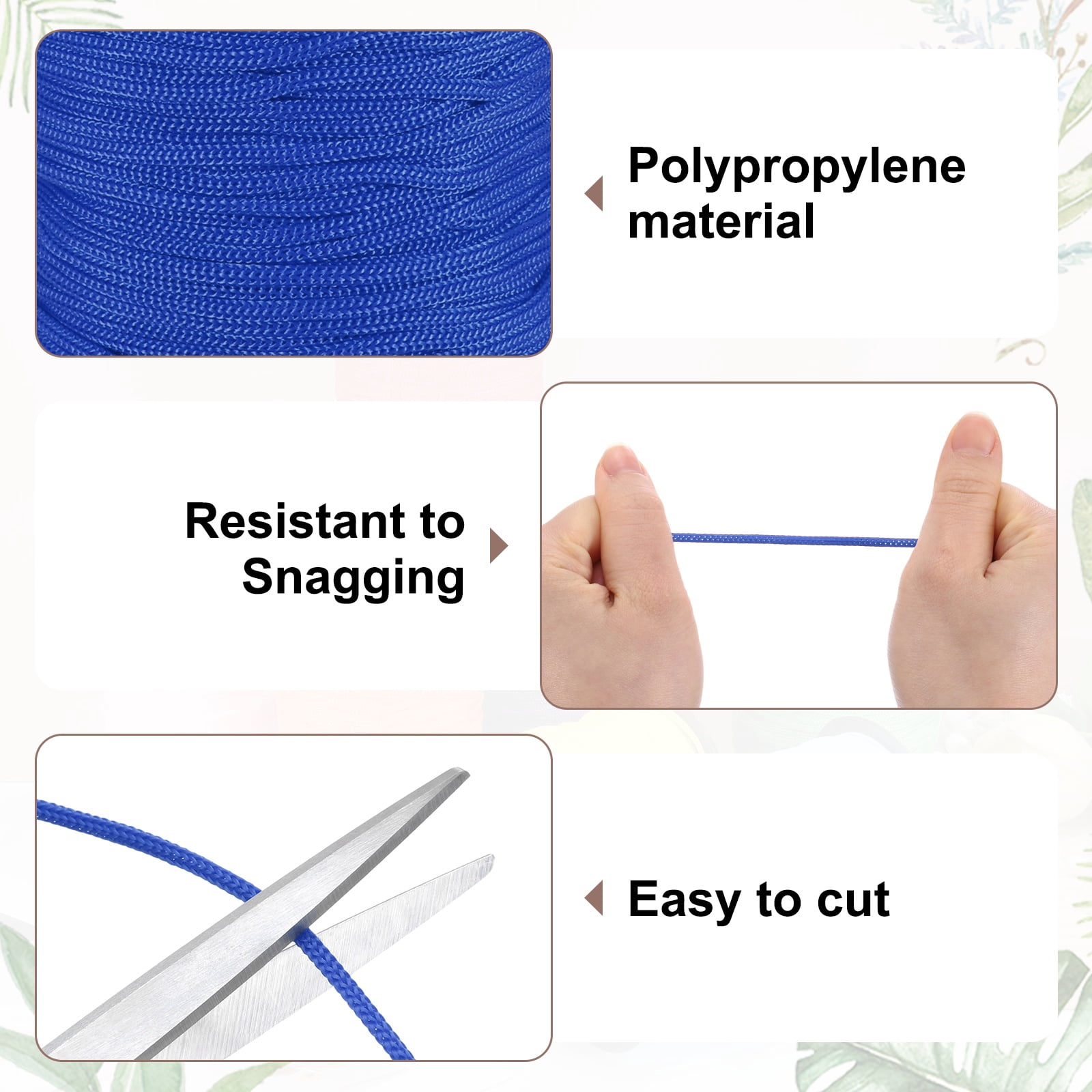 Uxcell 2 Pcs Polyester Macrame Cord, 3mm x 131 Yards Polypropylene Crochet Braided Rope Macrame Yarn for Wall Hangings Bag Craft Knitting, Gray Blue