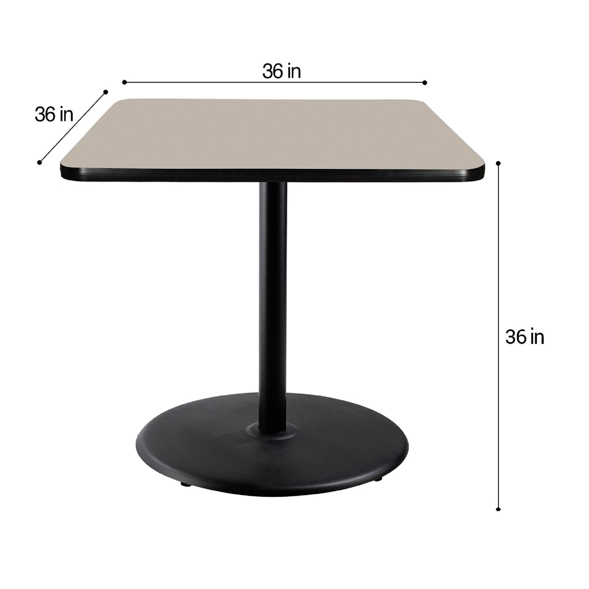 Hampden Furnishings Bennet Collection Steel Frame 36" Square Top, Round Base, 42" Height, Cafe Table, Black Frame/Grey Nebula Top