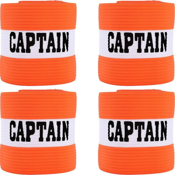 4 brazaletes de capitán ajustables de nailon elástico para jugadores de fútbol y baloncesto, anticaídas.