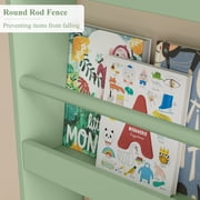 Homfa 4-Tier Wall Bookshelf, 43.7H Wall Mounted Kids Bookshelf, Book Storage Rack for Kids Room, Green