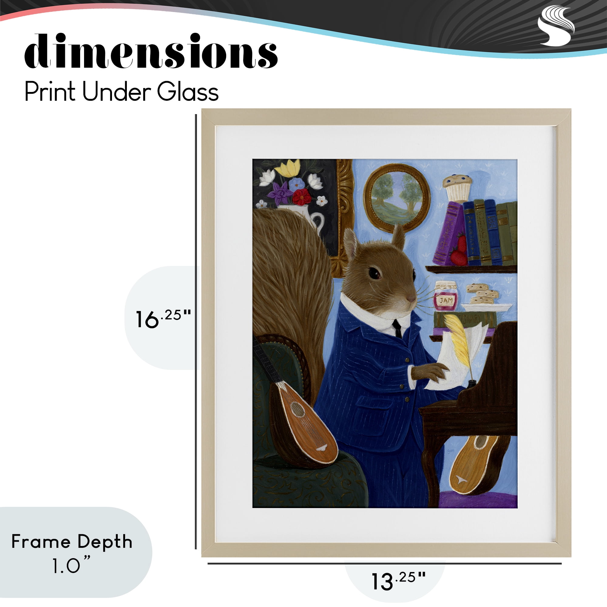 Stupell Industries Gentleman Squirrel Composing Birch Framed Print Under Glass, design by Gina Matarazzo