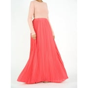 Coral pleated Maxi Skirt