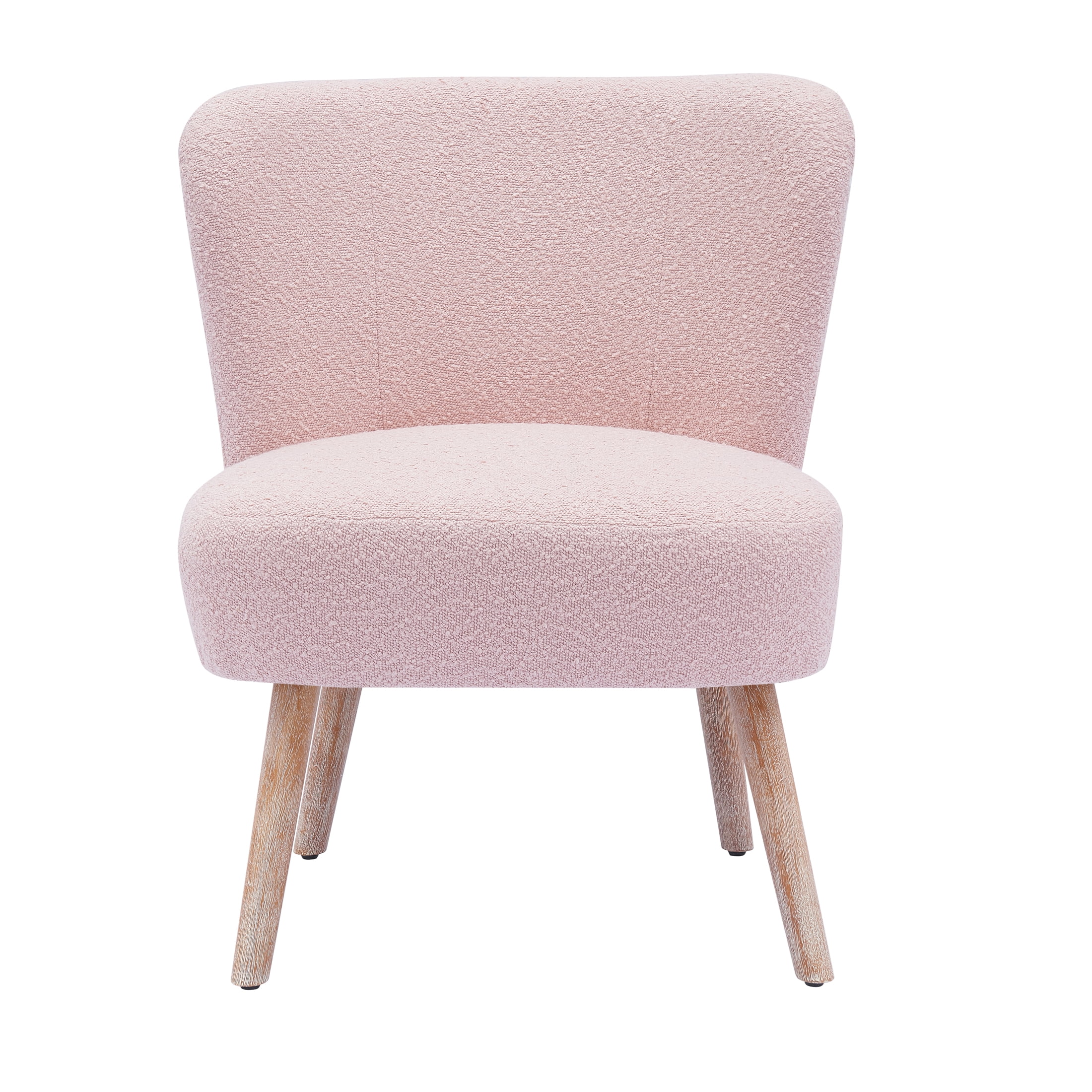 Modern 25" Wide Wingback Accent Chair with Water and Stain Resistant Boucle Upholstered Fabric, Dusty Peach