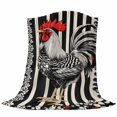 thumbnail image 6 of Vintage Rooster Blanket Soft Cozy Warm Throw Blanket for Couch, Plush Fuzzy Flannel Fleece Blankets for Sofa, Black White Striped Watercolor Bed Blankets Lightweight Gifts for Women, 40"x60", 6 of 9