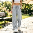 thumbnail image 6 of Guluxicc Sweat Pants for Women Loose Drawstring Elastic Waist Trousers Straight Leg Lounge Pants for Everyday Fall Winter, 6 of 7