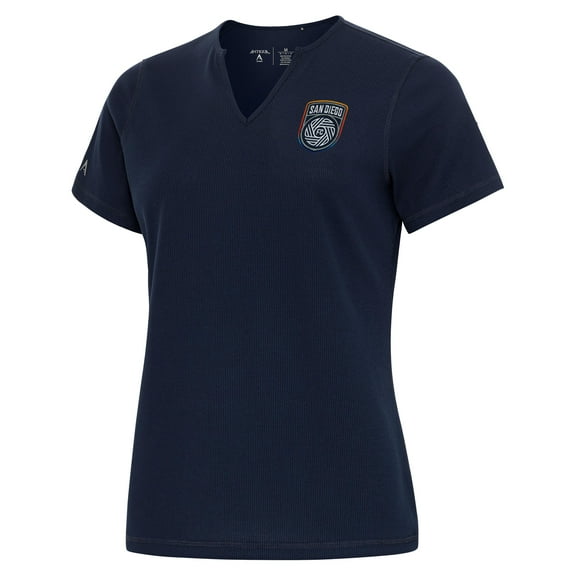Women's Antigua Navy San Diego FC Traveler Notch Neck T-Shirt