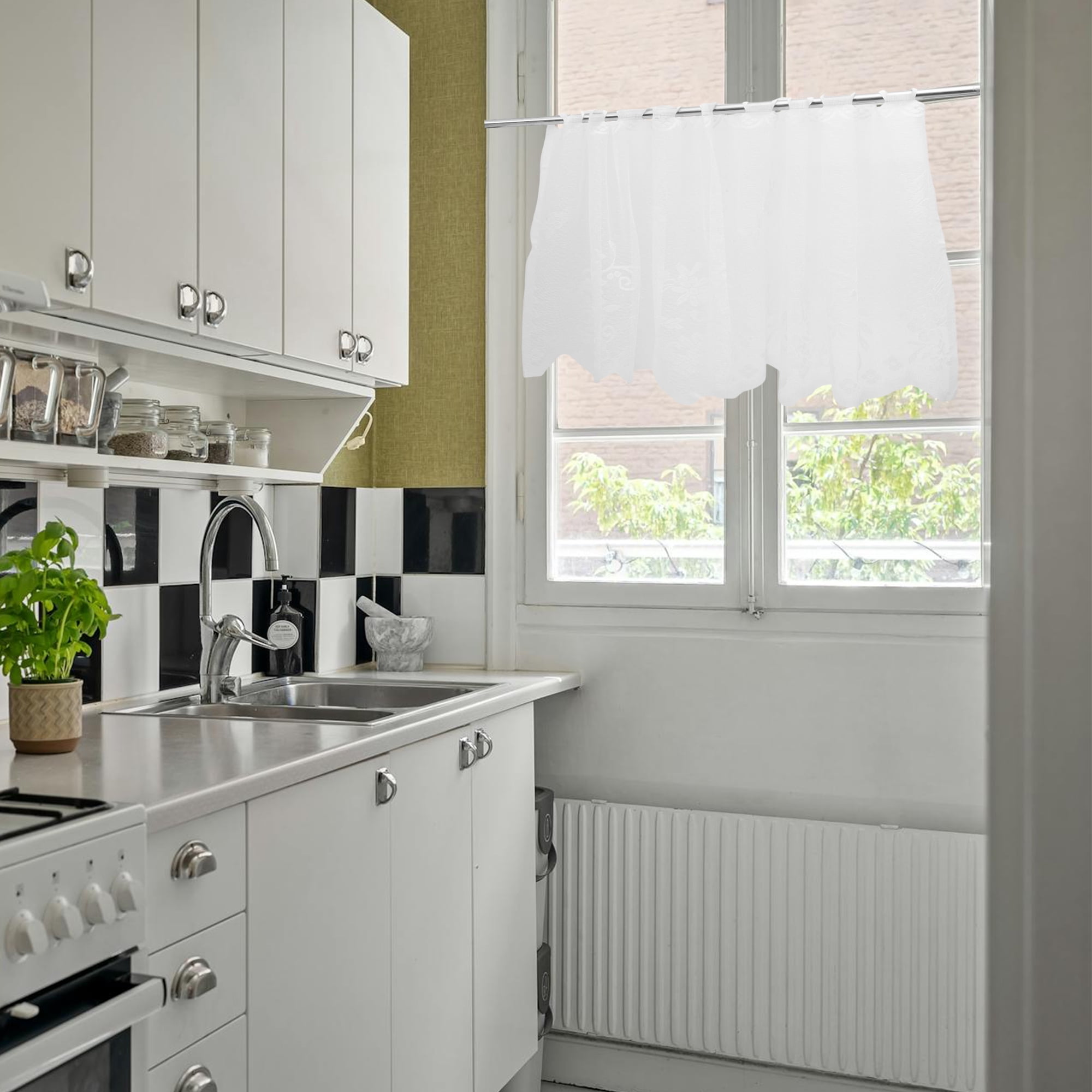 Unique Bargains Short Kitchen Curtains with Eyelets for Bathroom Windows and Laundry Room