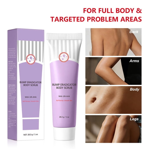 Bump Eradicator Body Scrub - 10% AHA & BHA Exfoliation for Keratosis Pilaris, Gently Smooths Bumpy Rough Skin on Arms & Legs, Fragrance-Free with Oat & Chamomile for Sensitive Skin