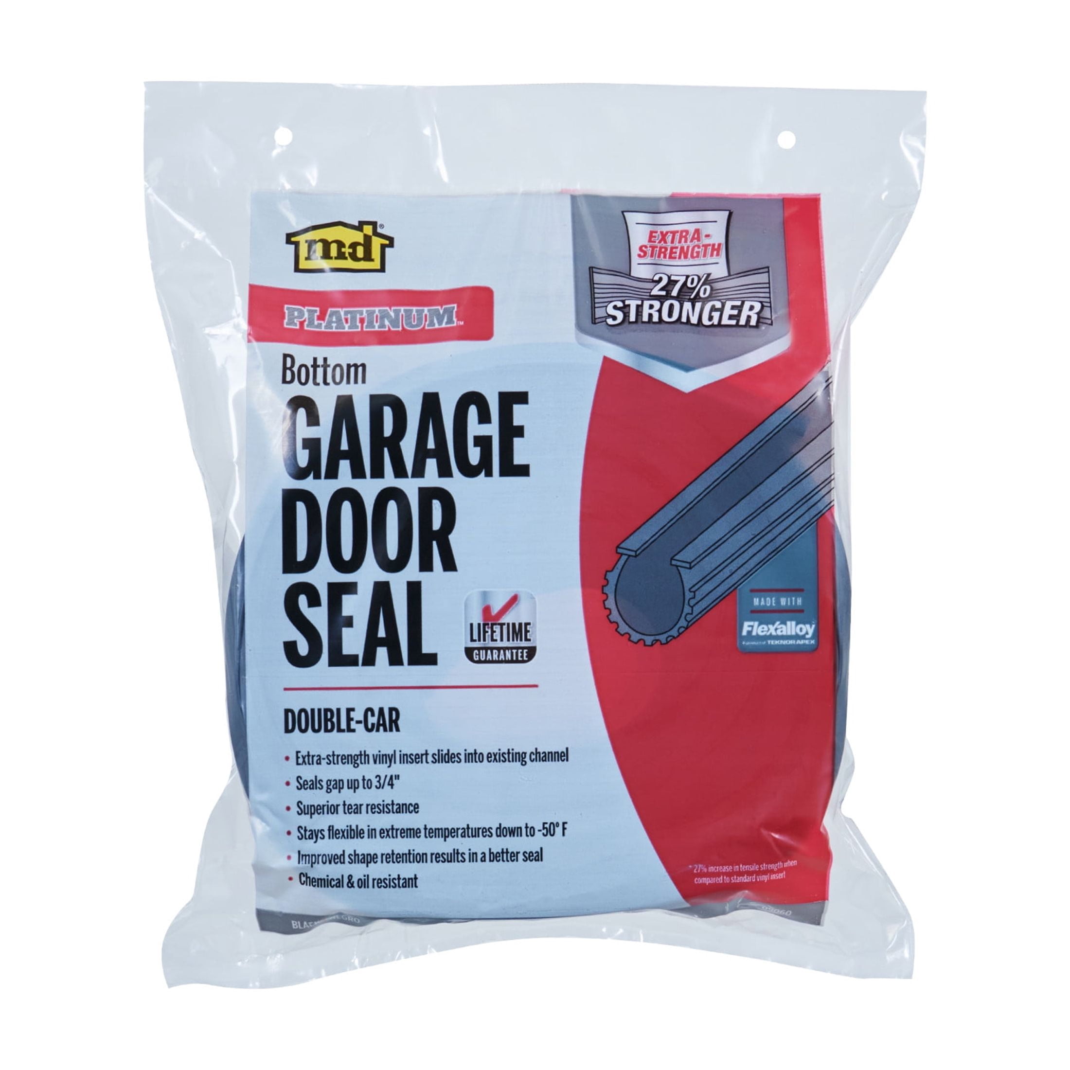 M-D Building Products 09060 18 ft. Black Extra-strength Vinyl PLATINUM™/FLEX ALLOY® Replacement Garage Door Bottom Seal