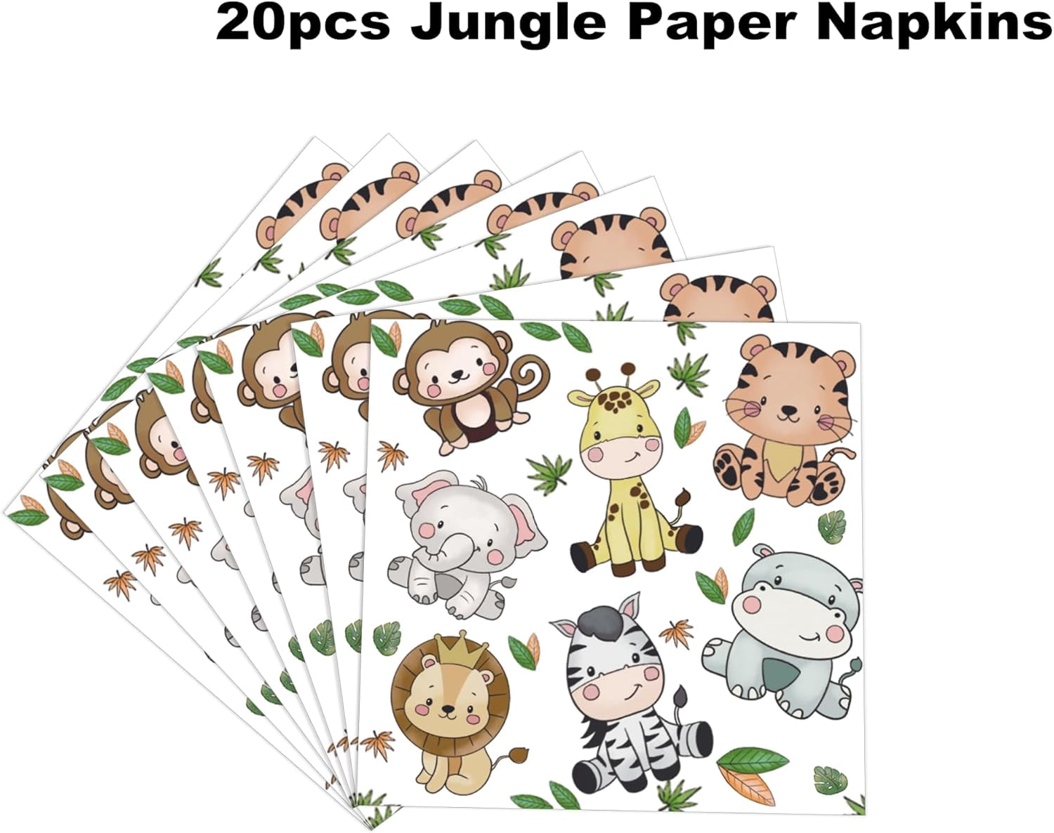 162 Pcs Jungle Safari Birthday Party Supplies Decorations, Jungle Animals Disposable Tableware Sets, Include Cup Plate Napkin Straw Forks Spoons Knifes Tablecloth and Banner, Serves 20 Guests