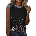 thumbnail image 5 of Uootdi Womens Cami Tops Denim Patchwork Print Crew Neck Sleeveless Curved Hem Loose Fit Lightweight Tops Basic Tees Weekend Casual Outfit Gift, 5 of 9
