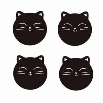 Black Cat Neoprene Drink Coasters - Set Of 6, Non-Slip & Non-Fading, Black Animal Print