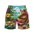 thumbnail image 4 of Telankuip 2026 Summer Funny 3D Animal Graphic Printed Swim Trunk Loose Drawstring Elastic Waisted Beach Shorts with Pockets Lightweight Comfy Holiday Short Pants 13-Green XL, 4 of 4