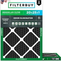 Filterbuy 20x25x1 MERV 8 Odor Eliminator, Pleated HVAC AC Furnace Air Filters (2-Pack)