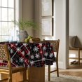 thumbnail image 3 of Christmas Tablecloth 60×60 Inch Round, Black Red Plaid White Snow Washable Table Cover for Party Picnic Dinner Decor, 3 of 6