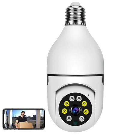 Wireless Light Bulb Camera 1080P 2.4GHz WiFi Home Security Camera E27 Interface HD Smart Surveillance Camera with Night Vision Human Motion Detection Light Socket Cameras