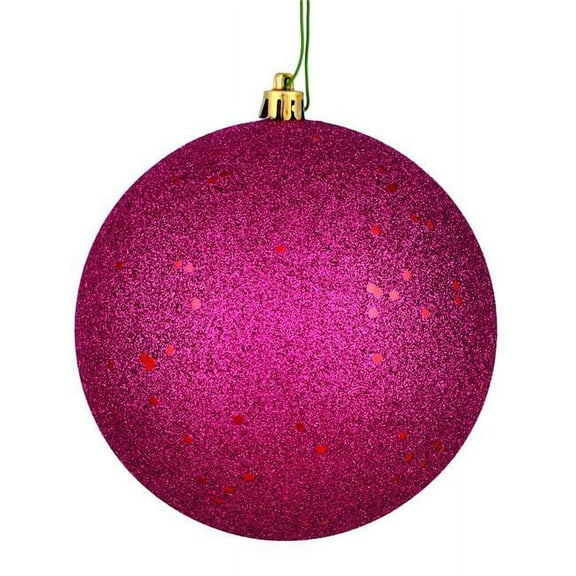 6 in. Berry Red Sequin Ball Ornament with Drilled 4 per Bag