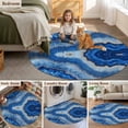 thumbnail image 5 of Blue Marble Round Area Rug 3.3 FT, Non Slip Small Entryway Kitchen Mat, Modern Luxury Granite Surface Motif Sketch Washable Soft Circular Rug Non-Shedding Door Mat for Bathroom Playroom Kids Room, 5 of 9